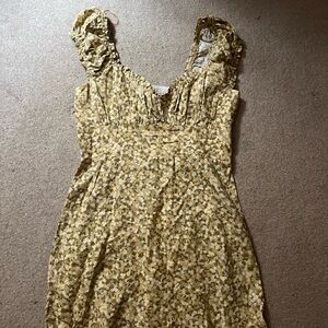 Zara Yellow Floral Midi Dress